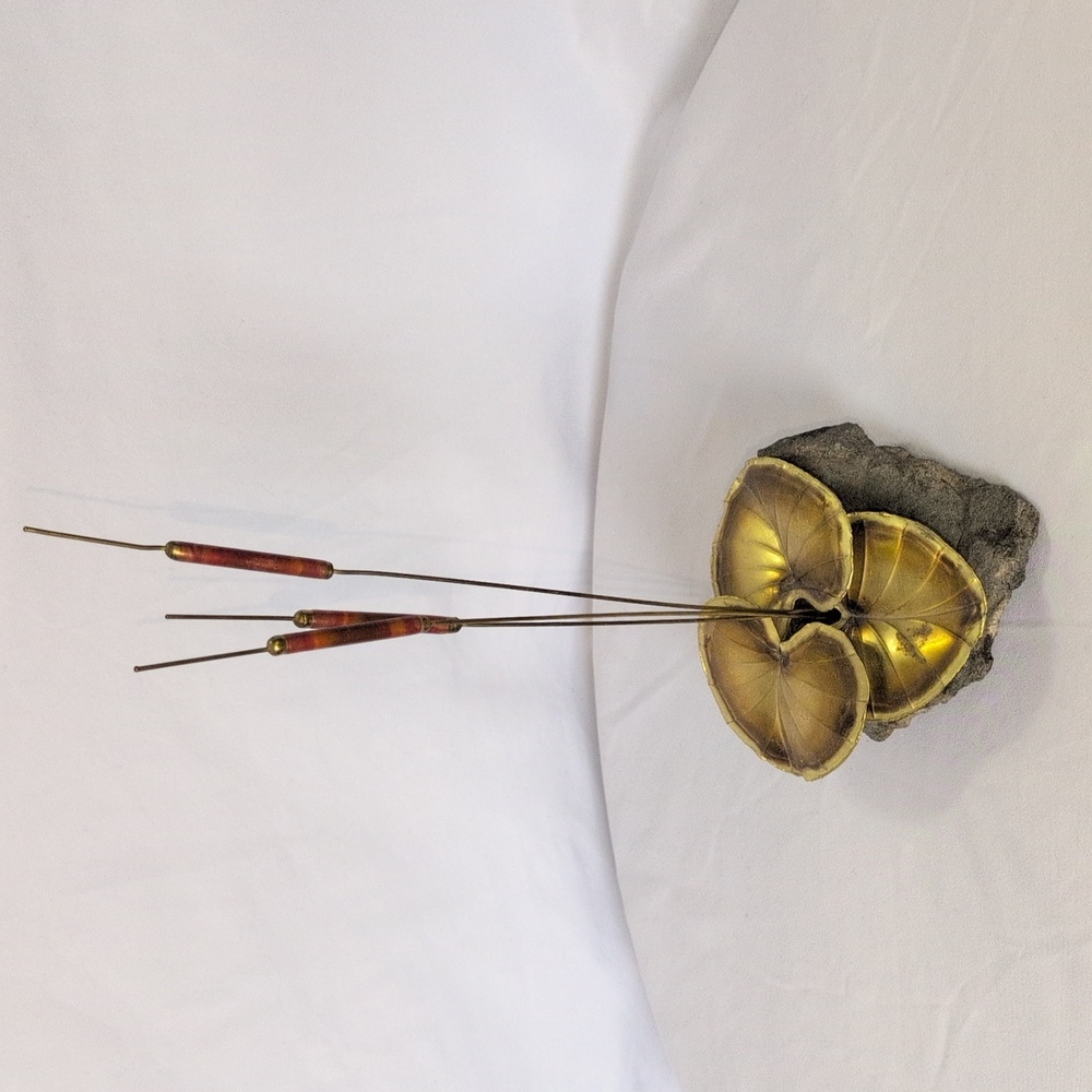 MCM Era Metal Wood Cattails Plant Sculpture